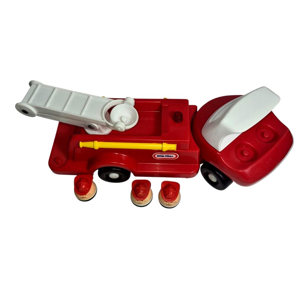 Vintage 80s Little Tikes Toddle Tots Fire Truck & # Chinky Firemen Little People - Picture 3 of 10